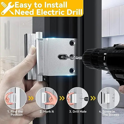 2 Pack Home Security Door Reinforcement Lock – Withstands 800 lbs, Heavy Duty Inward Swinging Door Lock, Childproof & Anti-Theft Protection