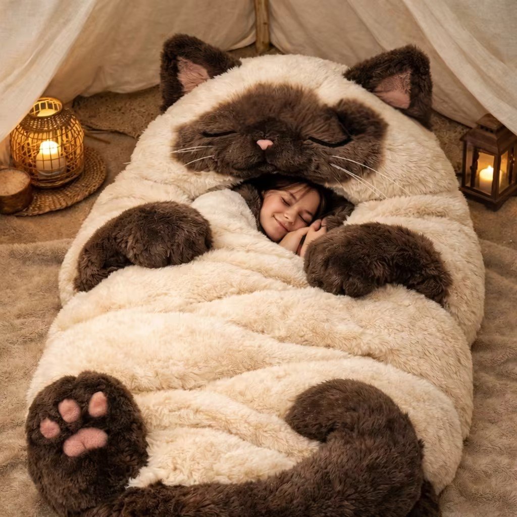 🔥Hot Sale 49% off🌟🐱 Fluffy cat sleeping bag– Soft, Warm & Purrfectly Cozy😴💤