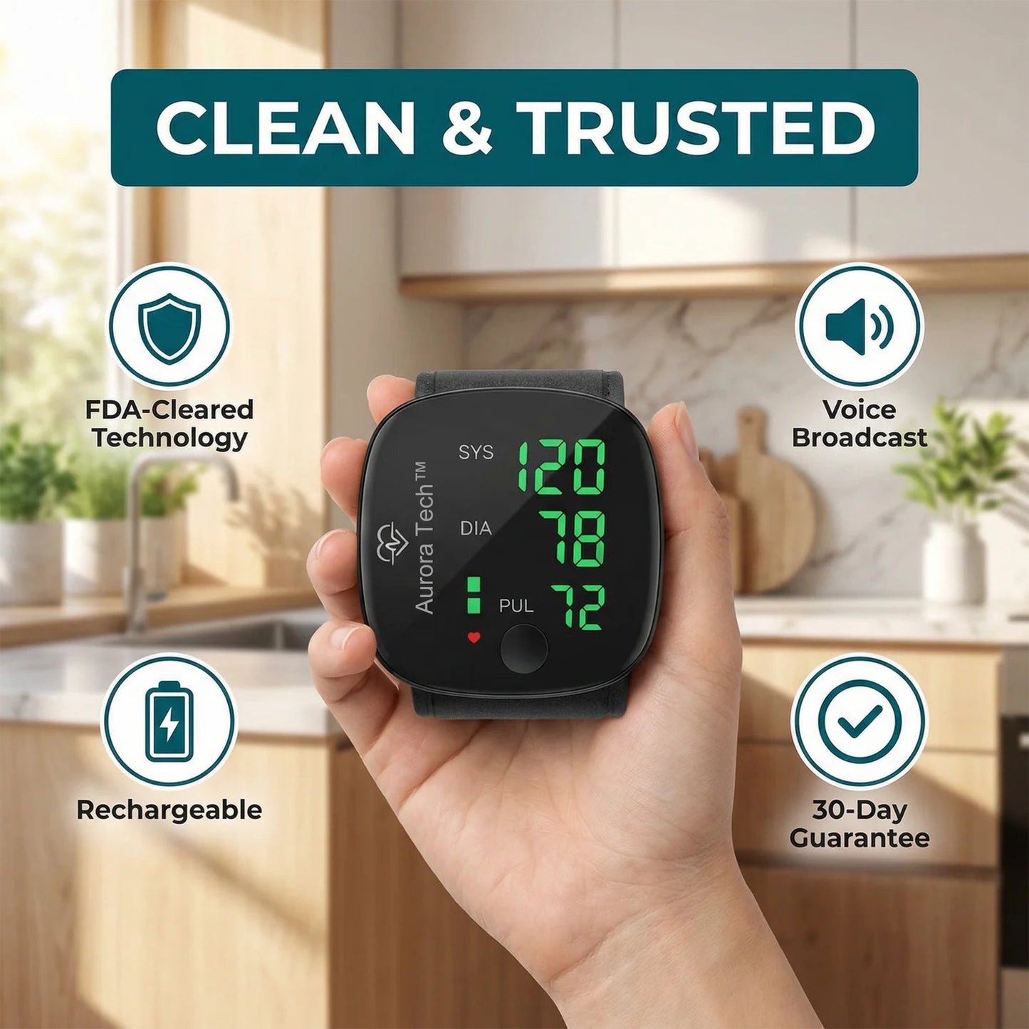 Aurora Tech™ Wrist Blood Pressure Monitor