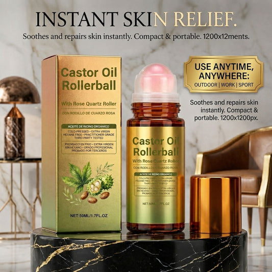 🔥BUY 1 GET 1 FREE🔥Organic Golden Castor Oil Roll-On with Rose Quartz