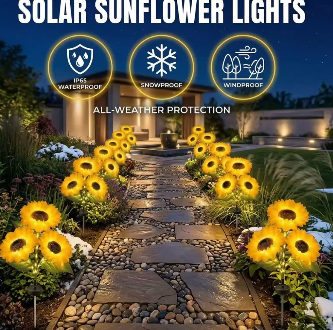 Solar Powered LED Sunflower Garden Lights