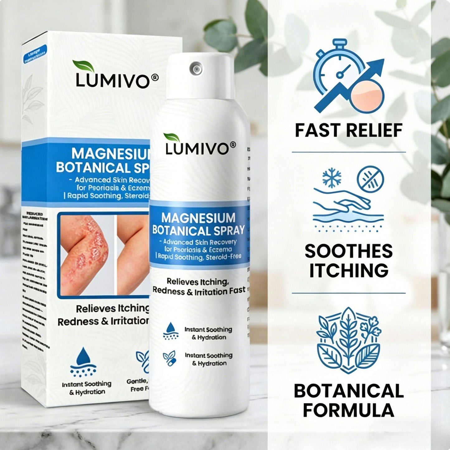 🔥LUMIVO® Magnesium Botanical Spray – Advanced Skin Recovery for Psoriasis & Eczema | Rapid Soothing, Steroid-Free