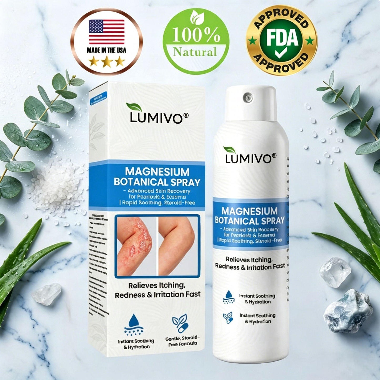 🔥LUMIVO® Magnesium Botanical Spray – Advanced Skin Recovery for Psoriasis & Eczema | Rapid Soothing, Steroid-Free